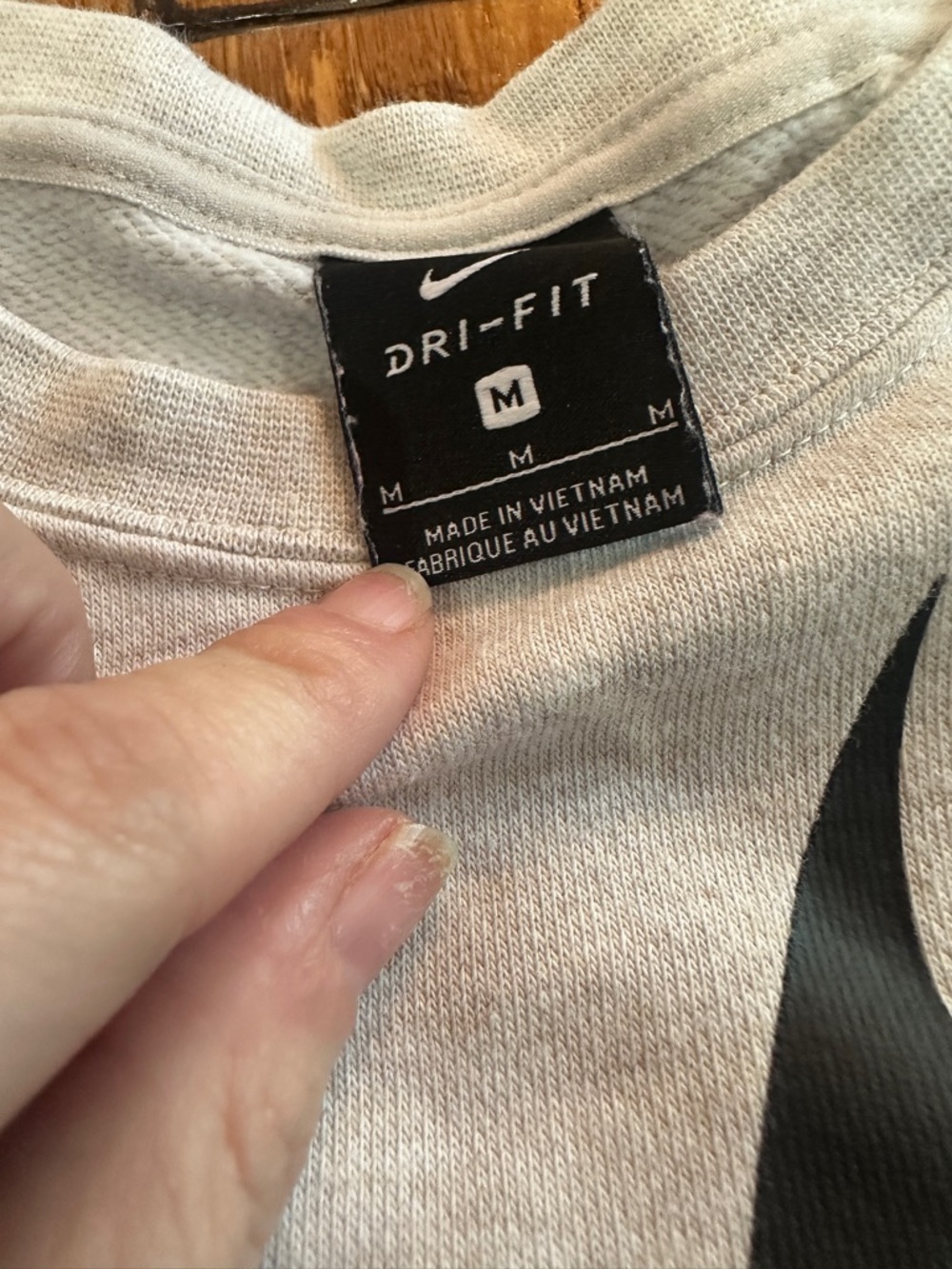 Nike Light Gray Dri-FIT Crewneck with Black Swoosh cropped medium - Picture 2 of 3